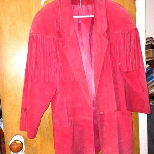 VINTAGE Red fringe jacket with shoulder pads! From the 80s!